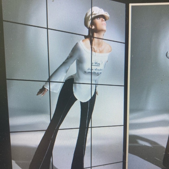 Sylvana Lisi Bateau Neck Jersey Safar Top Flare Sleeve Curved Split hem Vintage - Picture 8 of 14